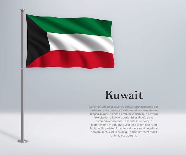 Bandeira do Kuwait no mastro