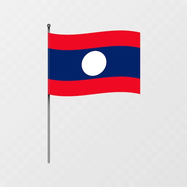 Bandeira do Laos no mastro da bandeira Ilustração vetorial