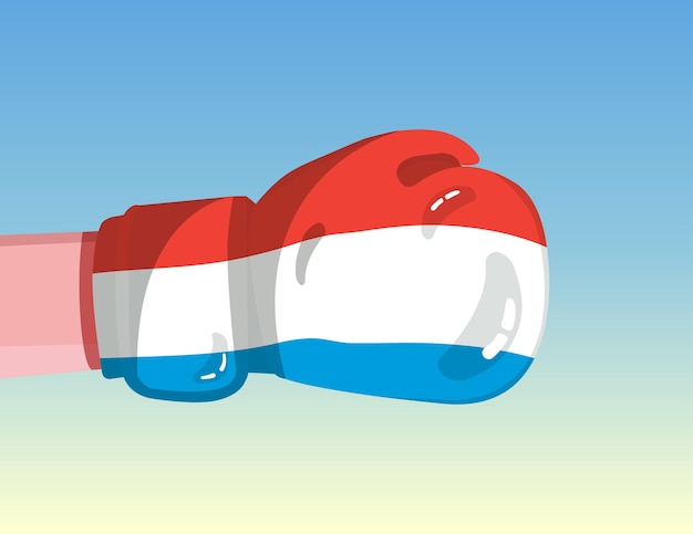 Vetor bandeira do luxemburgo na luva de boxe confronto entre países com poder competitivo
