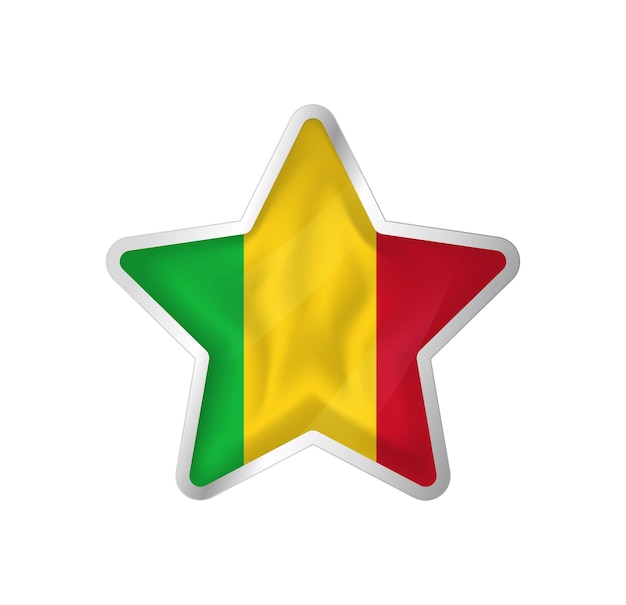 Vetor bandeira do mali em estrela. estrela de botão e modelo de bandeira. fácil edição e vetor em grupos. bandeira nacional