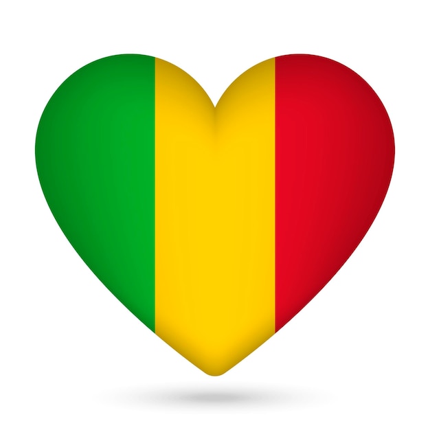 Bandeira do mali em ilustração vetorial de forma de coração