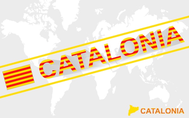 Bandeira do mapa da catalunha e ilustração de texto