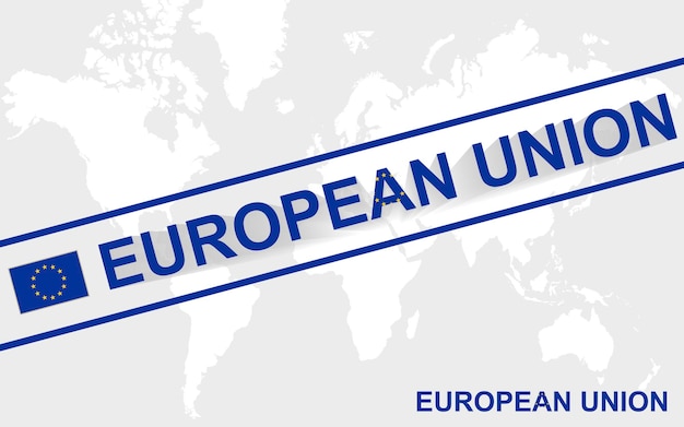 Bandeira do mapa da união europeia e ilustração de texto