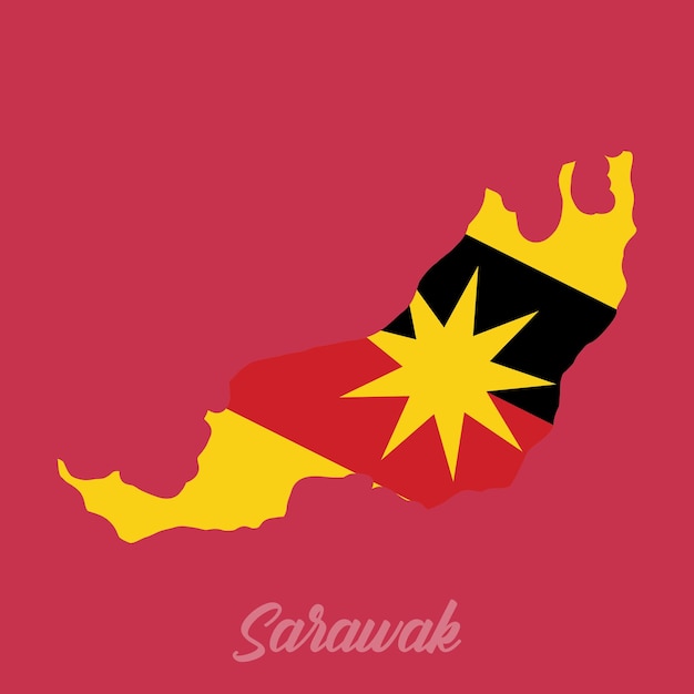 Bandeira do mapa de sarawak malásia