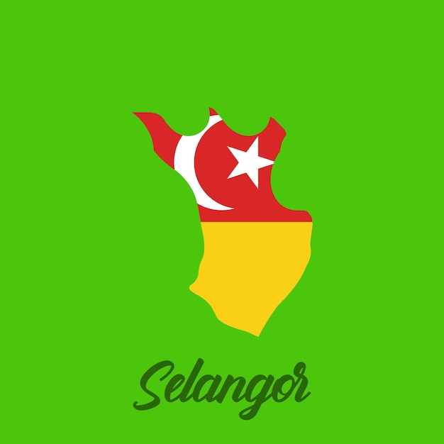 Bandeira do mapa de selangor malásia