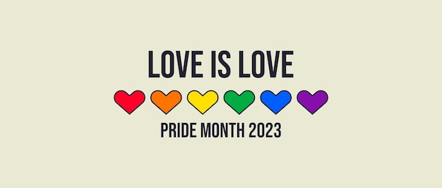 Bandeira do Mês do Orgulho Cores da bandeira do orgulho com formato de coração Bandeira do arco-íris LGBTQ com o mês do orgulho 2023