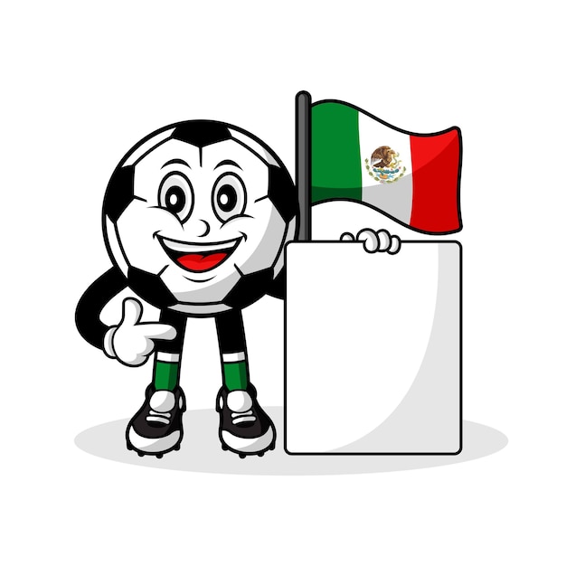 Bandeira do méxico do futebol dos desenhos animados da mascote com bandeira