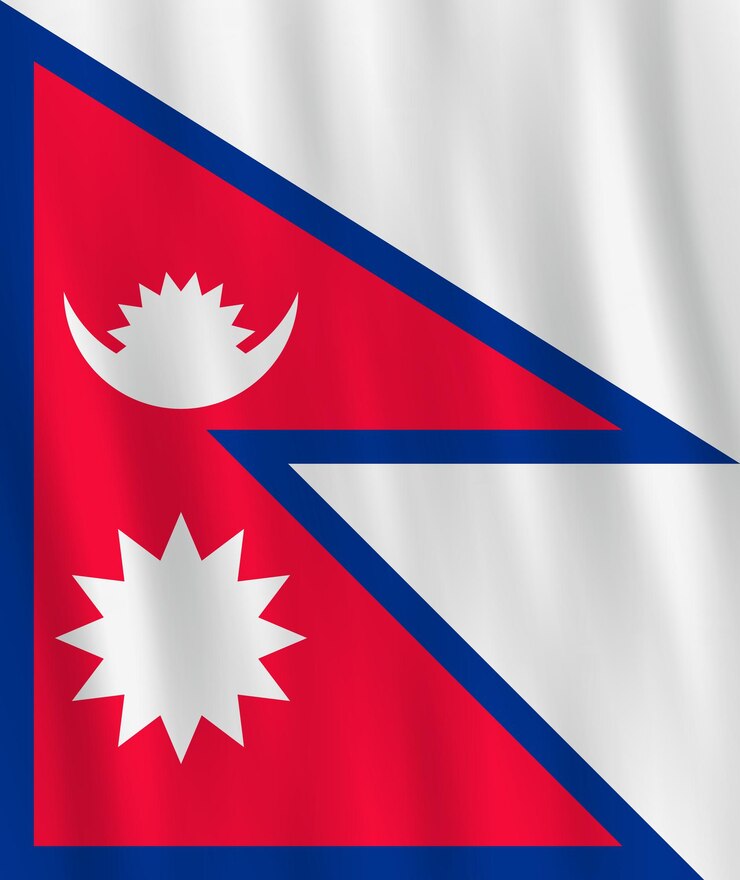 Vetor bandeira do nepal com efeito de ondulação, proporção oficial.