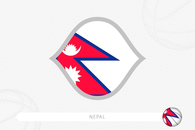 Vetor bandeira do nepal para competição de basquete em fundo cinza de basquete.