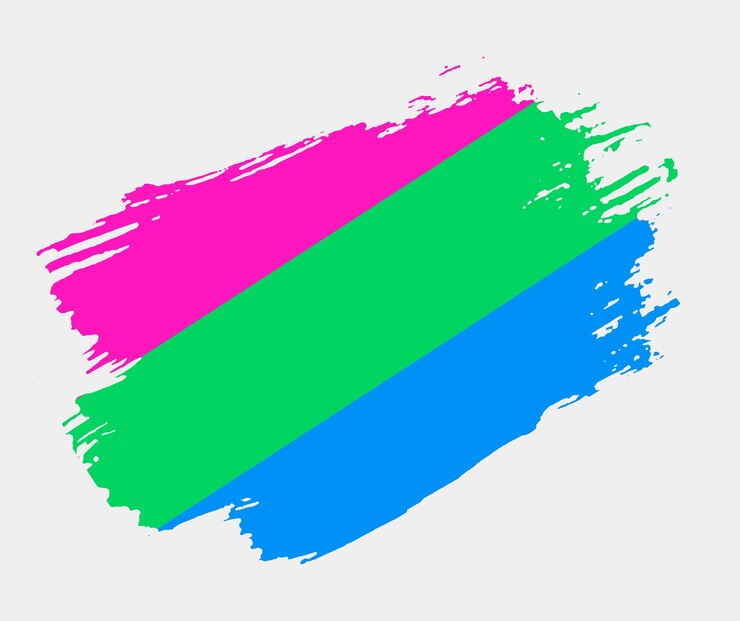 Vetor bandeira do orgulho polissexual pintada com pincel sobre fundo branco conceito de direitos lgbt