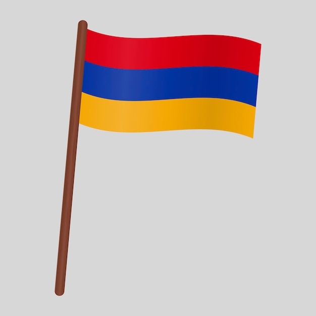 Bandeira do país da armênia. bandeira no mastro. ilustração vetorial