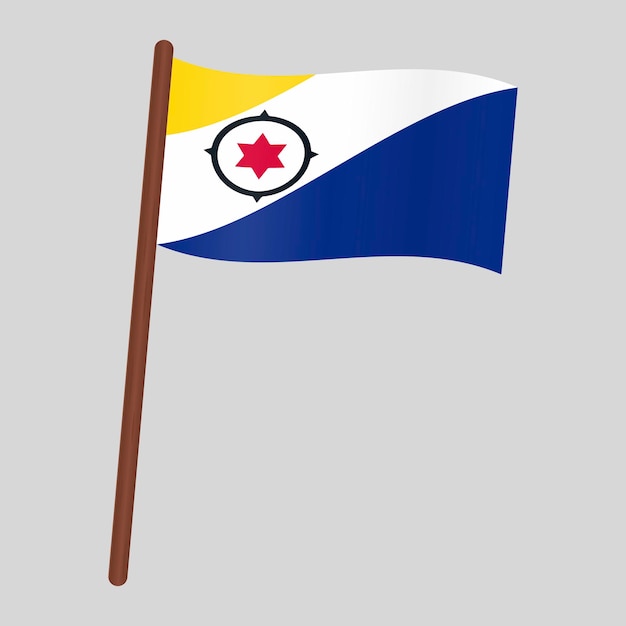 Bandeira do país de bonaire. bandeira no mastro. ilustração vetorial