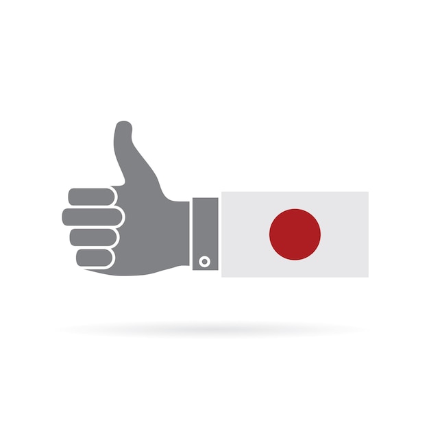 Bandeira do país do japão polegares para cima ícone de vetor
