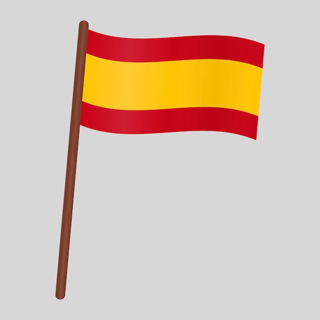 Bandeira do país espanha. bandeira no mastro. ilustração vetorial