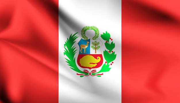 Bandeira do Peru acenando com a ilustração do vento