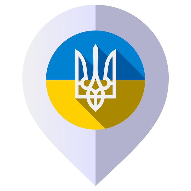 Bandeira do pino de mapas da ucrânia com tridente