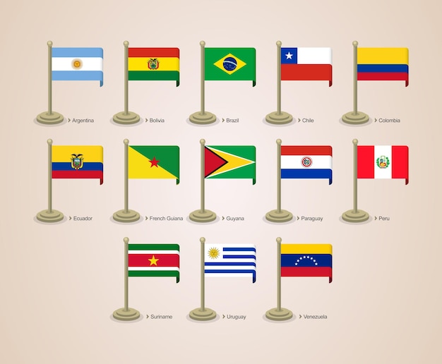 Bandeira do pólo fofa e atraente dos países da américa do sul