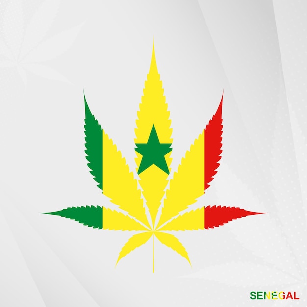 Bandeira do senegal em forma de folha de maconha. o conceito de legalização da cannabis no senegal.