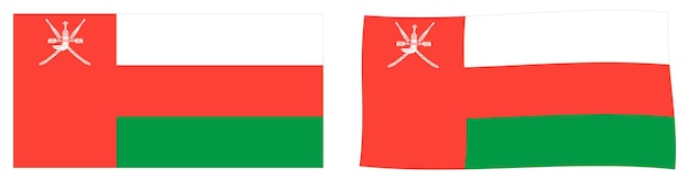 Bandeira do Sultanato de Omã. Versão simples e levemente ondulada.