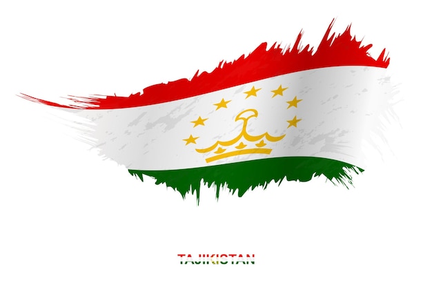 Bandeira do tajiquistão em estilo grunge com efeito de ondulação, bandeira de pincelada de vetor grunge.