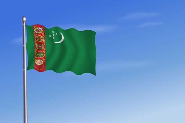 Bandeira do Turquemenistão Fundo do céu azul do Dia da Independência