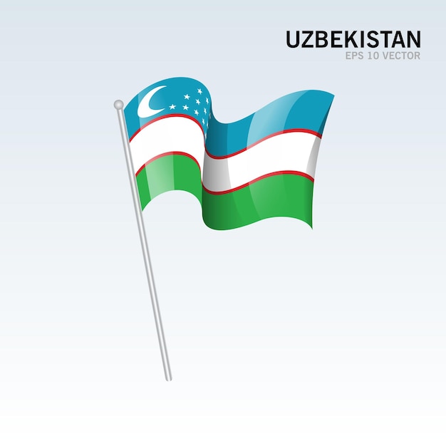 Bandeira do Uzbequistão isolada em cinza