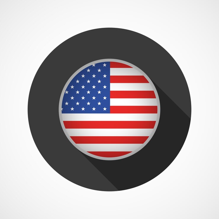 Vetor bandeira dos estados unidos da américa em botão isolado no branco