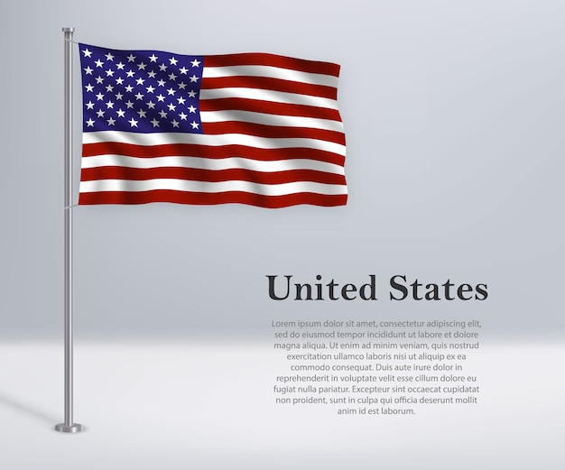 Vetor bandeira dos estados unidos no mastro