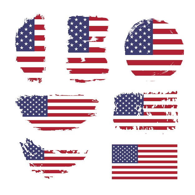 Bandeira dos EUA grunge Conjunto de bandeira americana vintage