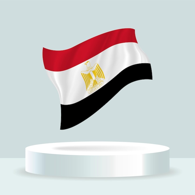 Bandeira egípcia renderização em 3d da bandeira exibida no estande bandeira acenando em cores pastel modernas