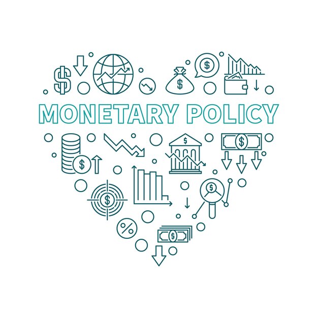 Bandeira em forma de coração do vetor de política monetária Ilustração de macroeconomia