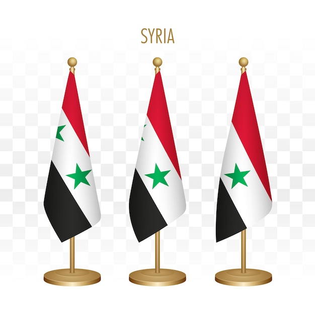 Bandeira em pé da ilustração vetorial 3d da síria isolada em branco