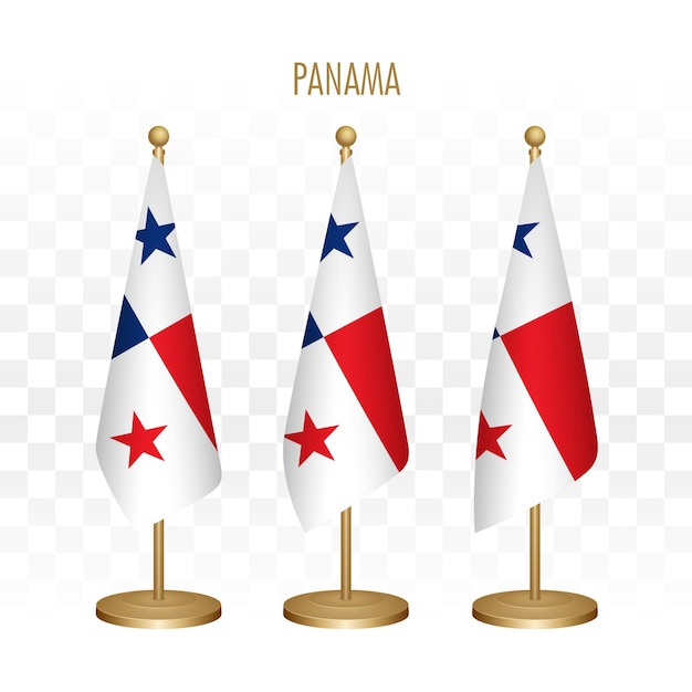 Bandeira em pé do panamá ilustração vetorial 3d isolada em branco