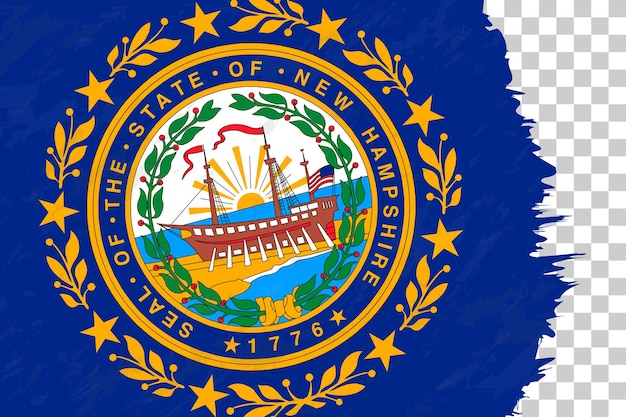 Bandeira escovada grunge abstrata horizontal de New Hampshire na grade transparente