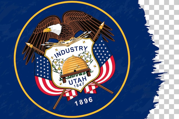 Bandeira escovada grunge abstrata horizontal de Utah na grade transparente
