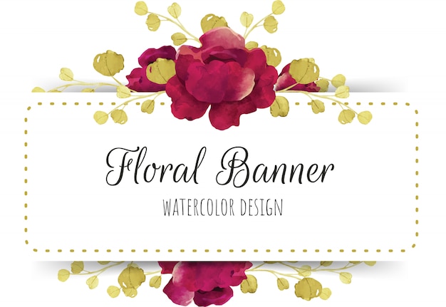 Vetor bandeira floral aquarela