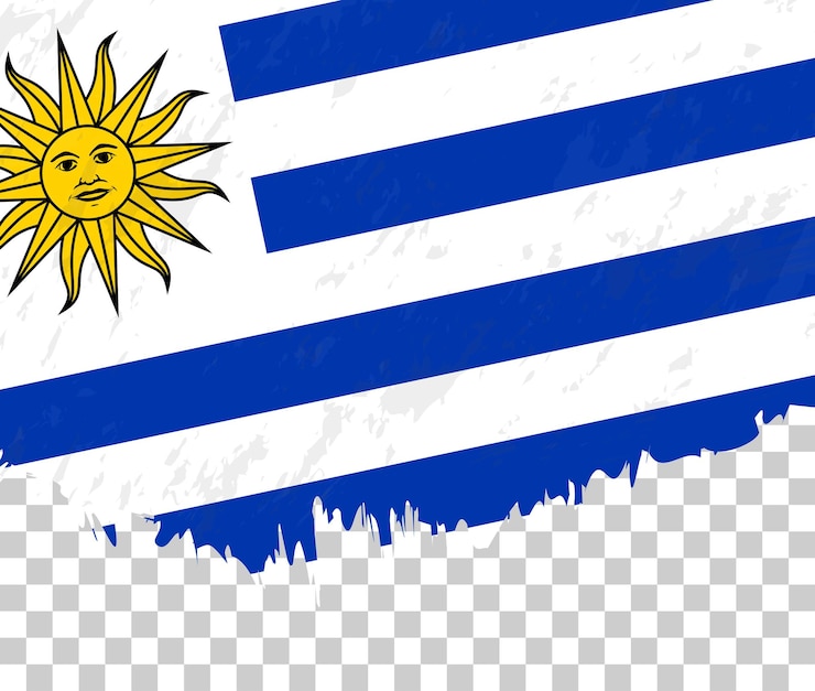 Vetor bandeira grungestyle do uruguai em fundo transparente
