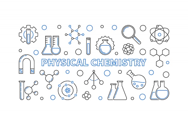 Bandeira horizontal de contorno de conceito de química física