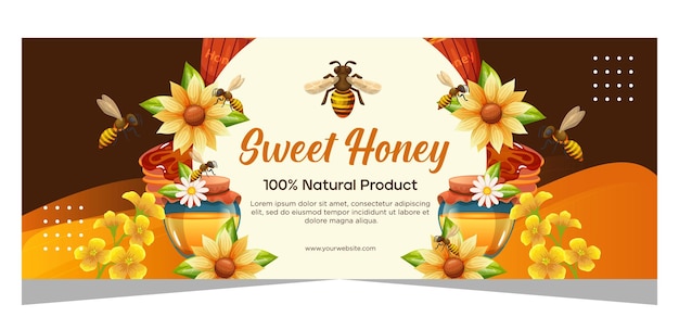Bandeira horizontal de mel ilustração vetorial de mel natural orgânico