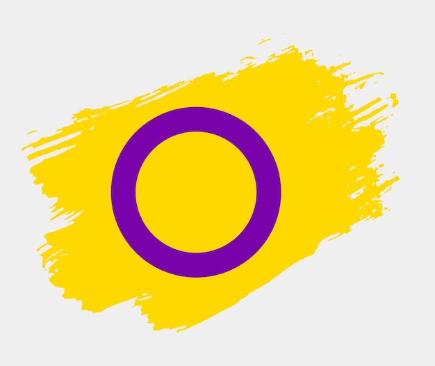 Bandeira Intersex pintada com pincel no conceito de direitos LGBT de fundo branco