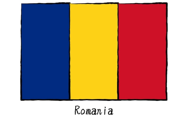 Bandeira mundial analógica desenhada à mão da romênia