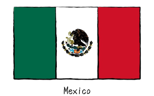 Bandeira mundial analógica desenhada à mão do méxico