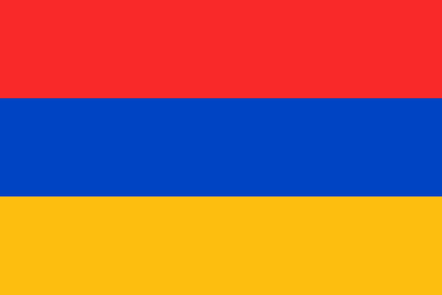 Vetor bandeira nacional da armênia tricolor três faixas horizontais vermelho azul laranja elemento simbólico símbolo patriótico do país ilustração vetorial plana