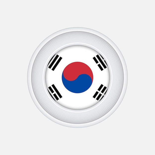 Bandeira nacional da Coreia do Sul em forma de círculo com moldura cromada