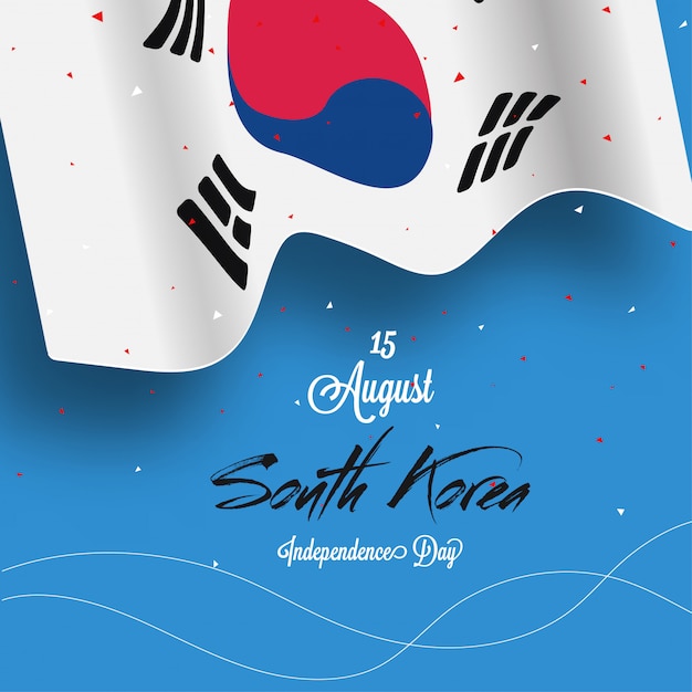 Bandeira nacional da coreia do sul em fundo azul celeste