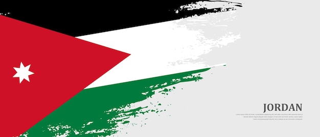 Vetor bandeira nacional da jordânia com fundo de bandeira de bandeira de pincel texturizado desenhado à mão