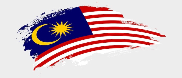 Bandeira nacional da Malásia com efeito de pincelada de mancha de curva em fundo branco