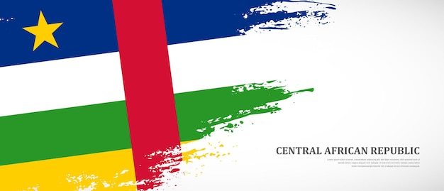 Vetor bandeira nacional da república centro-africana com fundo de bandeira de bandeira de pincel texturizado desenhado à mão