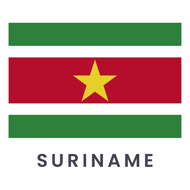 Vetor bandeira nacional da república do suriname isolada em fundo branco