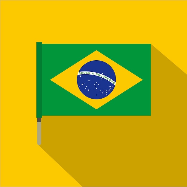 Vetor bandeira nacional da república federativa do brasil ícone ilustração plana da bandeira nacional do ícone vetor do brasil para web em fundo amarelo